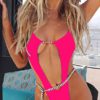 Tied Rope Accent Open Design One Piece Swimsuit - Image 10