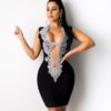 Unique Design Lace Sexy Deep V-neck Hollow Out Bandage Nightclub Party Dress - Image 2