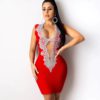 Unique Design Lace Sexy Deep V-neck Hollow Out Bandage Nightclub Party Dress - Image 7