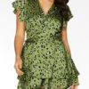 V Neck Leopard Print Polyester Beach Dress