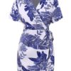 V Neck Printed Lace Up Beach Dress - Image 5