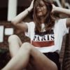 Vintage paris letter print o-neck punk tops - Image 5