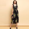 Vintage Bow Tie Star Printed Ruffles Elegant Party Long Dress - Image 3