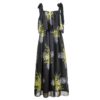 Vintage Bow Tie Star Printed Ruffles Elegant Party Long Dress - Image 5