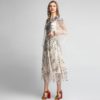 Vintage Floral Embroidery Long Sleeve Party Dress - Image 3
