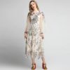 Vintage Floral Embroidery Long Sleeve Party Dress - Image 5