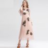 Vintage Floral Embroidery Ruffles Sleeve Long Elegant Dress - Image 2