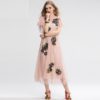 Vintage Floral Embroidery Ruffles Sleeve Long Elegant Dress - Image 3