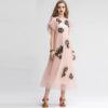 Vintage Floral Embroidery Ruffles Sleeve Long Elegant Dress - Image 4