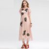 Vintage Floral Embroidery Ruffles Sleeve Long Elegant Dress