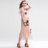 Vintage Floral Embroidery Ruffles Sleeve Long Elegant Dress - Image 5