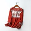 Vintage Floral Print Lace-Up O-Neck Blouses - Image 2