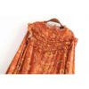 Vintage Floral Print Ruffles O Neck Loose Blouses - Image 4