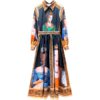 Vintage Long Sleeve Gorgeous Painting Queen Print  Elegant dress - Image 7