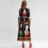 Vintage Long Sleeve Gorgeous Painting Queen Print  Elegant dress - Image 4