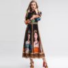 Vintage Long Sleeve Gorgeous Painting Queen Print  Elegant dress - Image 5