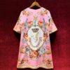 Vintage Runway Half Sleeve Diamond Beaded Flower Print Party Loose Dress - Image 8