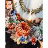 Vintage Runway Half Sleeve Diamond Beaded Flower Print Party Loose Dress - Image 4