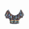 Vintage chic fashion floral print beach sleeveless crop tops