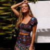 Vintage chic fashion floral print beach sleeveless crop tops - Image 4