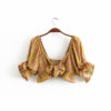 Vintage chic floral beach sleeveless sashes crop tops - Image 3