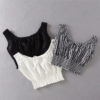 Vintage sexy off shoulder slash neck ruffles short sleeve t-shirt - Image 2