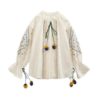 Floral Embroidery Stand Collar Bohemian Shirts - Image 2