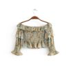 Floral Print Long Sleeve Bohemian Short Blouse - Image 2