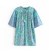 Floral Printed V-Neck Short Sleeve Blouse