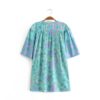 Floral Printed V-Neck Short Sleeve Blouse - Image 2