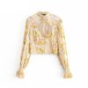 Floral Printed Hollow Out Bohemian Blouse