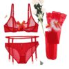 Sexy Underwear Garter Stockings 4 Pieces Bra Set - Image 2