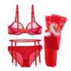 Sexy Underwear Garter Stockings 4 Pieces Bra Set - Image 7