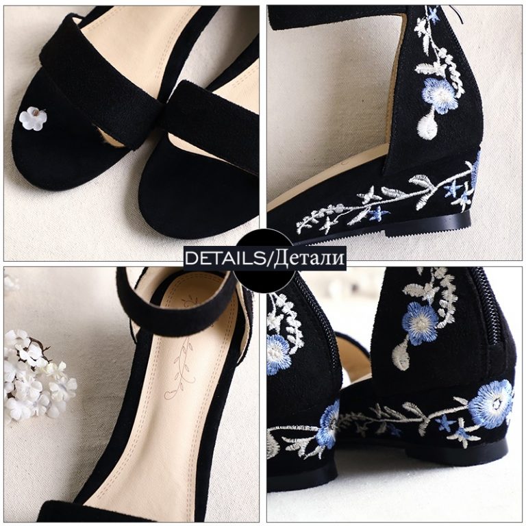 Ankle Strap Embroidery Fashion Casual Shoes - Image 6