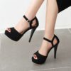 Buckle Strips Peep Toe High Heels Shoes