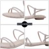 Crystal Diamond Ankle Strap Flat Sandals - Image 3