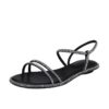 Crystal Diamond Ankle Strap Flat Sandals - Image 7