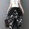 Casual Floral Print High Elastic Waist Pants