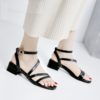 Casual Low Square Heels Pu Sandals