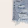 Casual Ripped Frayed High Waist Solid Denim Shorts - Image 4