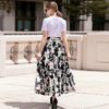 Casual lily Flower Printed A-line Midi Skirts - Image 3