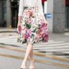 Charming Flower Print High Waist Mid-Calf Skirt