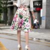 Charming Flower Print High Waist Mid-Calf Skirt - Image 3