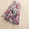 Charming Flower Print High Waist Mid-Calf Skirt - Image 6