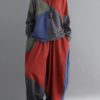 Contrast Color Patchwork Loose Elastic Waist Harem Pant - Image 3