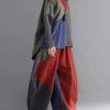 Contrast Color Patchwork Loose Elastic Waist Harem Pant - Image 4