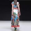 Designer Painting Print Sexy V Neck Party Maxi Dresses - Image 2