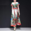 Designer Painting Print Sexy V Neck Party Maxi Dresses