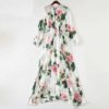 Elegant Rose Flower Print Bohemian Maxi Dress