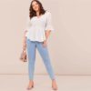 Elegant Ruffle Hem Swiss Dot Peplum Top - Image 3